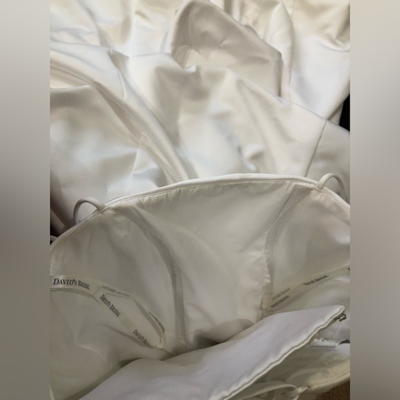 David’s Bridal Spaghetti Strap Layered Wedding Dress with Crinoline Underskirt - Picture 8 of 16